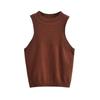 Chaleco Delgado Elástico Europeo y Americano de Verano Tipo I Nuevo Estilo Cuello Redondo Pequeño Sin Mangas Chaleco de Punto para Mujer Trendy