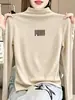Camiseta de Manga Larga con Cuello Medio Alto para Mujer, Capa Base Suave y Cálida de Algodón de Bambú, Ajuste Ligeramente Holgado, Estilo para el Trabajo, Otoño