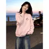 Sudadera con capucha de cuello redondo con estampado divertido de gato Hip Hop Americano para mujer Otoño Invierno Nuevo Estilo Tendencia Holgada Adelgazante Top de Pareja