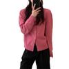 Cárdigan de punto de estilo francés de alta calidad, cálido y suave, con botones dorados pequeños, para mujer, otoño e invierno, nuevo, suave, ceroso, holgado, tipo suéter chaqueta exterior