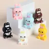 Figuritas de Conejo con Lazo de Dibujos Animados de Resina, Accesorios para Manualidades, Decoración de Escritorio para Paisajes en Miniatura, Adornos Pequeños