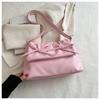 Bolsa Grande de PU Macio Feminina 2024 Primavera Nova Chegada Laço Versátil Pequena Fresca Bolsa Tote Coração de Menina Moda Bolsa Feminina
