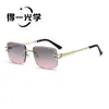 Gafas de Sol Sin Marco de Borde Cortado Estilo Nuevo Transfronterizas, Gafas de Sol para Mujer, Gama Alta, Anti-UV, Protección Solar