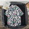 Camisa Floral para Hombre de Manga Corta Camisa Blanca Estilo Coreano Moderna Guapo Casual Verano Delgada Estilo Hawaiano Estilo Hong Kong Camisa Estampada de Media Manga