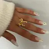 Venda Quente Transfronteiriça Anel Aberto Dourado Simples Laço Moda Presente de Luxo