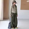 Conjunto de otoño de manga larga para niñas mayores, ropa infantil, camiseta de manga larga para niñas, camiseta básica, top, conjunto de dos piezas con pantalones casuales