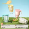 Novo Copo de Frutas Drenável de Combinação Multicamadas, Copo Leve para Lanche Piquenique Salada, Copo de Cereal, Copo Redutor de Gordura com Garfo