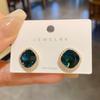 Pendientes cuadrados de cristal azul con aguja de plata S925 para mujer, de alta gama, con temperamento versátil, de moda nicho versátil.