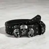 Cinto estilo punk decorado com rebites, com fivela de caveira tridimensional única, acessório de moda estilo rock vintage