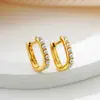 Pendientes de Perla de Cobre Chapados en Oro de 18K, Forma de U, Sencillos, Elegantes, Versátiles, Pinzas Rectangulares Geométricas para Oreja