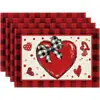 Tapete de Mesa para Dia dos Namorados da Amazon Vermelho Atmosfera de Amor Arranjo Tapete de Mesa Ocidental Linho Resistente à Sujeira Utensílios de Mesa Tapete Isolante