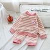 Conjunto Térmico de Veludo Quente para Meninas, Tamanhos Pequeno e Médio para Crianças, Veludo Dupla Face Confortável, Macio e Fofo, Pijama, Conjunto de Duas Peças para Casa