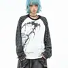 Camiseta de Manga Larga Estampada Patchwork Vintage para Hombres y Mujeres, Nueva Camisa Básica de Manga Rayada Estilo Americano para Primavera y Otoño, Top Holgado para Pareja