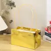 Bolso de mano tipo espejo plateado brillante para flores, caja de regalo, bolso de mano de papel con material floral brillante