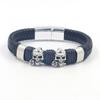 Pulseira de Couro Trançado Caveira Rosa Punk para Homem Pulseira Vintage Liga Metálica Joia de Mão Personalizada Acessórios da Moda