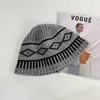 Sombrero de Pescador de Lana Mezclada Jacquard Acolchado Tejido Estilo Coreano de Moda para Otoño e Invierno Casual Versátil Cálido para Hombres y Mujeres