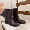 531-2 Nueva colección de otoño e invierno: botas de moda de cuero genuino con estilo francés, suaves y cómodas para mujer