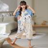 Saco de dormir de algodón para niños, pijama de una pieza de manga corta para niñas, verano fino, dibujos animados, ropa de aire acondicionado para niñas, camisón a prueba de patadas
