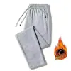 Calça Jogger Casual Plus Size Outono e Inverno, Calça Jogger 100% Algodão para Homens, Forrada com Lã, Calça Longa Reta Solta para Primavera e Outono