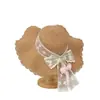Sombrero de Paja de Ala Ancha con Lazo para Mujer, Sombrero para el Sol de Verano para Exteriores, Protección Solar, Sombrero de Playa para Vacaciones y Viajes, Sombrero Versátil para la Costa