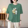 Comércio Exterior Transfronteiriço Desconto Comércio Exterior Último Estoque Camiseta de Manga Curta Estilo Mãe Solta Meia-idade e Idosos Casual Camiseta Estampada Top