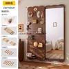 Espejo de Tocador con Tablero Perforado Seleccionado Cuidadosamente con Espejo de Cuerpo Entero Deslizante Oculto Integrado, Se Puede Cerrar, Espejo para Montar en la Pared para Recibidor