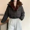 Casaco de Algodão de Inverno Transfronteiriço Novo 2026, Moderno e Versátil, Estilo Coreano com Gola Grande de Pelo, Jaqueta Feminina Quente Estilosa e Simples