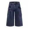 Pantalones de pierna recta de siete octavos con salpicaduras de pintura para hombre, estilo callejero de verano, punk, mezclilla desgastada, holgados, casual