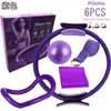 Círculo de Pilates Juego de Seis Piezas Anillo de Yoga para Pilates Correa de Estiramiento Toalla de Tirar de Látex con Pelota de Yoga de 25 cm Bolsa de Caja de Color