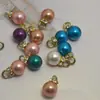 Colgante de Perla Artificial de Colores con Cuentas de Diamante