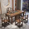 Nova Mesa de Chá de Madeira Maciça Estilo Chinês para Uso Doméstico, Mesa Integrada para Sala de Estar, Conjunto Completo de Mesa e Cadeira para Chá de Varanda, Conjunto de Mesa de Chá