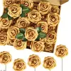 25 Rosas Douradas Simuladas de Espuma PE Embalagem de Caixa de Presente Flor Artificial Simulada Decoração de Casa Dia dos Namorados Dia das Mães