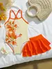 Novo maiô infantil transfronteiriço de comércio exterior 2027, maiô infantil estampado estilo vestido de peça única para praia e fontes termais, adequado para crianças de tamanho médio e grande