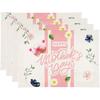 Venta Caliente de Amazon Día de la Madre Clavel Amor Posavasos Decoración del Hogar Mesa de Cocina Estampado de Lino