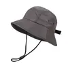 Chapéu de Pescador Novo Estilo de Rua Retrô para Primavera e Verão para Homens e Mulheres Chapéu Hip-Hop com Cordão Proteção Solar e Impermeável Chapéu de Pescador para Exterior