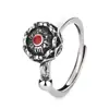 Anillo Abierto Creativo de Loto Giratorio con Seis Caracteres, Unisex Artesanía Vintage Moda Latón Joyería Transfronteriza