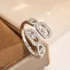 Colección de Anillos de Latón Plateado con Circonita de Moda Más Vendidos, Anillos de Plata de Lujo Ligero Transfronterizos, Versátiles para el Uso Diario