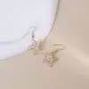 Pendientes de Flor Calada Personalizados Simples Transfronterizos Europeos y Americanos para Mujer Pendientes de Flor de Cinco Pétalos de Doble Capa Estilo Coreano Nicho para Mujer