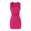 Vestido regata quadrado de camada dupla plissado estilo europeu e americano, novo vestido de verão justo curto bodycon