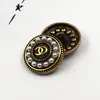 Botón Metálico Estilo Chanel Perla Diamante Anillo Doble Botón Lana Gruesa Floral Traje Abrigo Cárdigan Chaqueta Hebilla Decorativa
