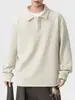 Camisa polo de manga larga estilo "old money" para hombre, nueva colección de otoño, camiseta con cuello acanalado texturizado, prenda superior para hombre para usar en capas