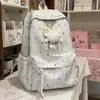 Mochila Escolar Série Estrelada Tingida com Névoa Sonhadora Estilo Coreano Transparente e Translúcida para Meninas do Ensino Fundamental II e Médio para Aula e Passeios Mochila Pequena