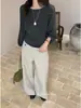 Conjunto de dos piezas para mujer SUSAN Otoño estilo francés relajado suéter de punto con mangas de farol huecas + camisola 5918s