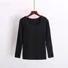 Camiseta de Manga Larga de Algodón Puro para Otoño e Invierno con Almohadilla en el Pecho Taza BRA-T Integrada Ropa Interior Deportiva para Yoga Sin Sujetador Base Pijama