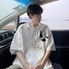 Novo estilo chinês estilo nacional camiseta de manga curta masculina verão estilo americano marca da moda panda bambu estampado solto tamanho grande camiseta de meia manga