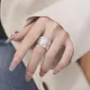 Anillo Rayado de Plata de Ley 925 para Mujer, Estilo Ins Europeo y Americano, Anillo Abierto Ajustable, Diseño de Nicho, Joyería de Plata Elegante