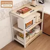Prateleira de Armazenamento de Cozinha Multifuncional Retangular Mesa de Corte de Legumes Doméstica Mesa de Preparo de Refeições de Camada Dupla Prateleira de Armazenamento de Micro-ondas de Camadas Múltiplas