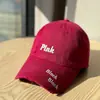 Novo Chapéu Feminino Rosa Dad Hat Circunferência da Cabeça Grande Aba Larga Faz o Rosto Parecer Menor Versátil Copa Macia Bordado de Letra Boné de Baseball