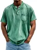Top de Hombre Estilo Europeo 2026 con Media Cremallera Primavera/Otoño Estampado Digital 3D Estampado de Color Sólido Tres Botones Algodón Sintético Manga Corta