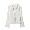 Atacado Fabricante de Roupas Femininas Transfronteiriço 2026 Novo Estilo Europeu e Americano Simples Cor Sólida Cetim Amarração Flare Blusa Top